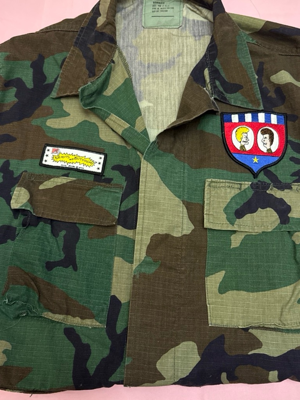 Camouflage Military-Style Beavis and Butthead Jacket - Green Camo